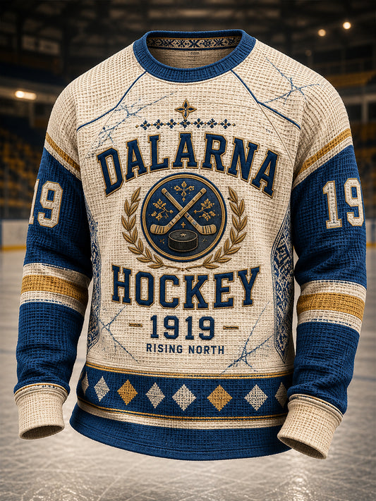 Mäns svenska hockey Leksands IF Fans Lover Waffle Lång ärm T-shirt