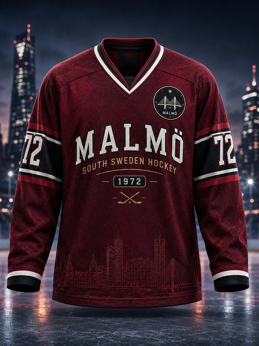 Mäns svensk ishockey Fans Lover Waffle Lång ärm T-shirt