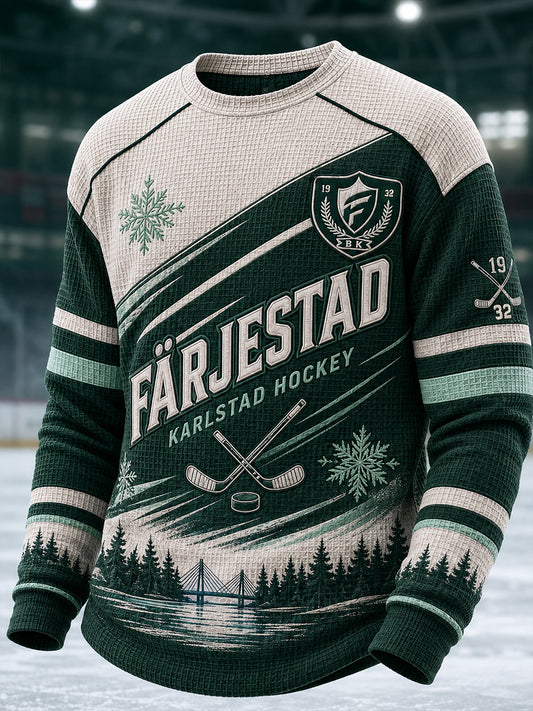 Herrarnas svenska ishockeytröja Waffle långärmad t-shirt för fans och älskare
