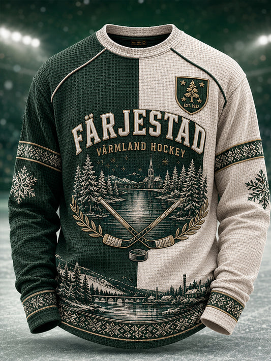 Herrarnas svenska ishockeytröja Waffle långärmad t-shirt för fans och älskare