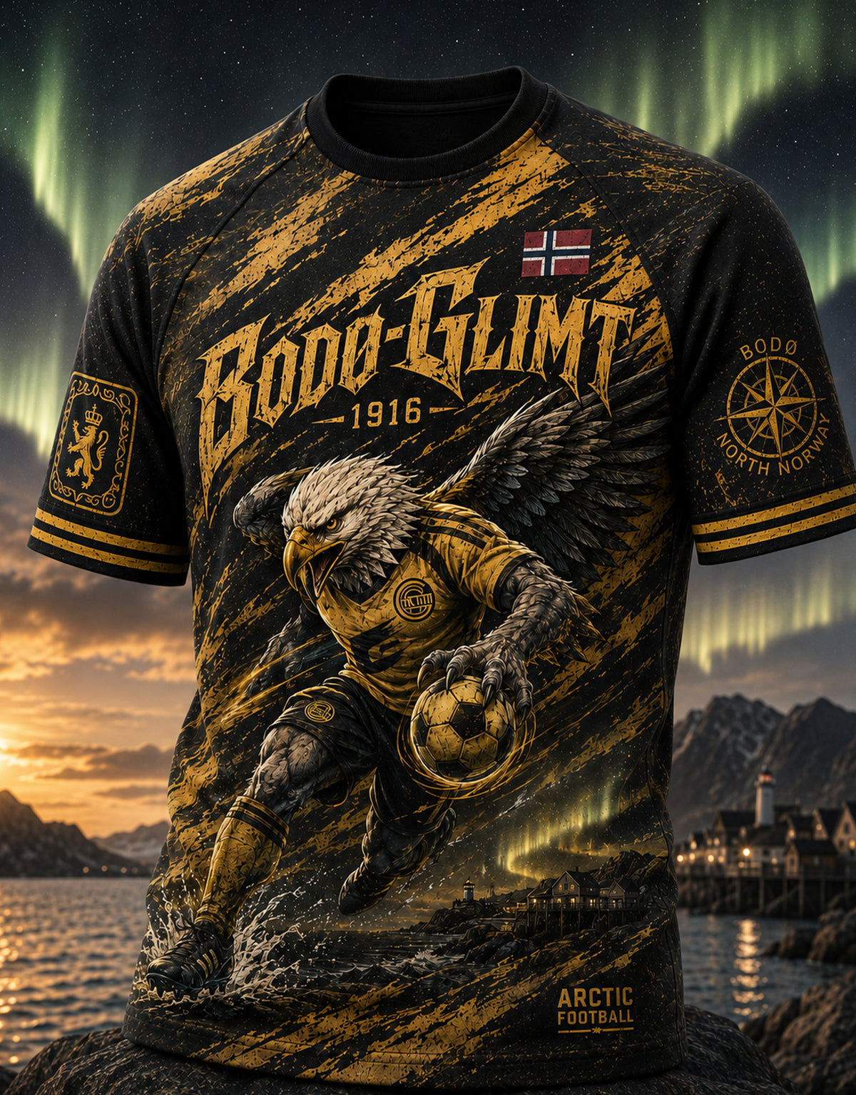 Herrtröja i fotbollsstil från Norway Football med korta ärmar, modell Bodø/Glimt