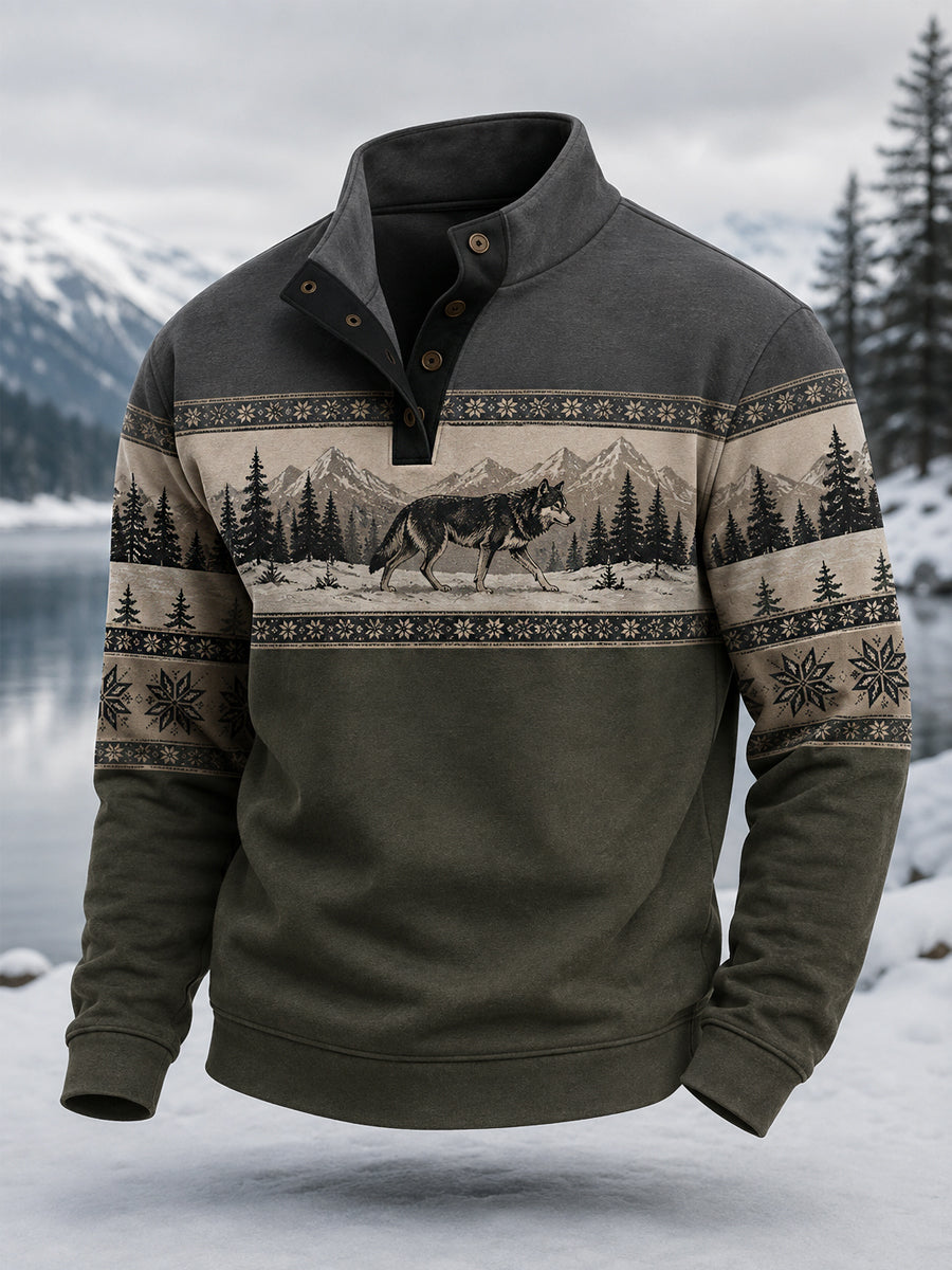 Mäns vintervarg Print Casual Pullovere