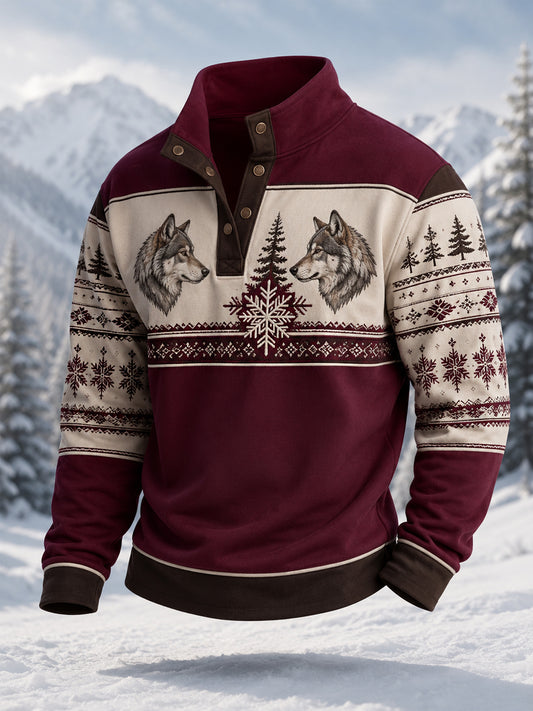 Herrlig vinterpullover med vargtryck, i casual stil