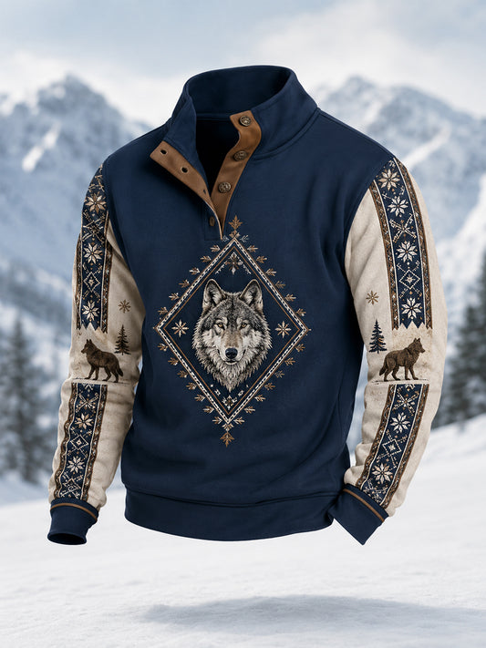 Herrlig vinterpullover med vargtryck, i casual stil