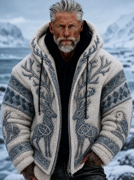 Retro nordiskt konsttryck – avslappnad och bekväm hoodie