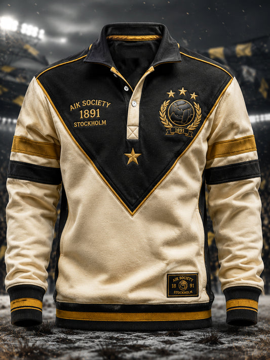 Herr Premium Svartgult Fotbollspolo