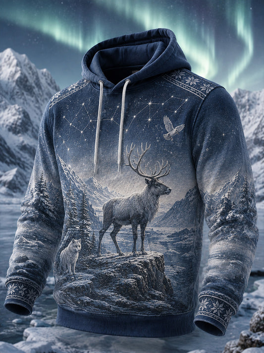 Retro Nordic Art Skriv ut Casual Bekväm Hoodie