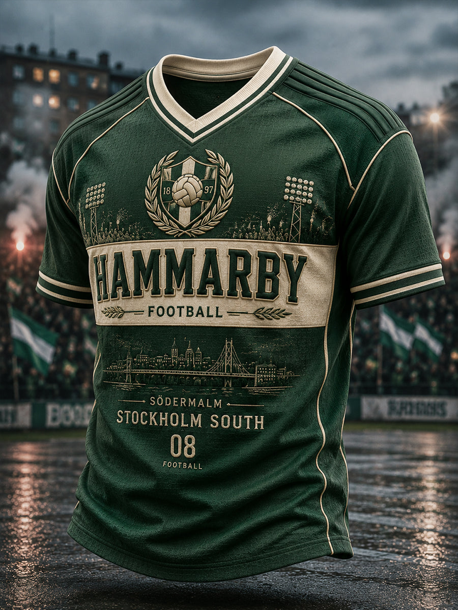Mäns svensk fotboll Hammarby Fans Lover V-neck T-shirt