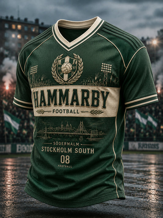 Mäns svensk fotboll Hammarby Fans Lover V-neck T-shirt
