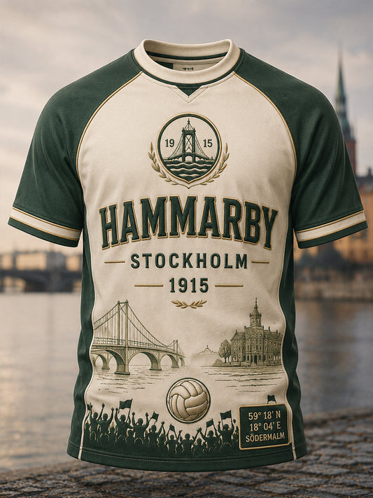 Mäns svensk fotboll Hammarby fans älskare Kort ärm T-shirt