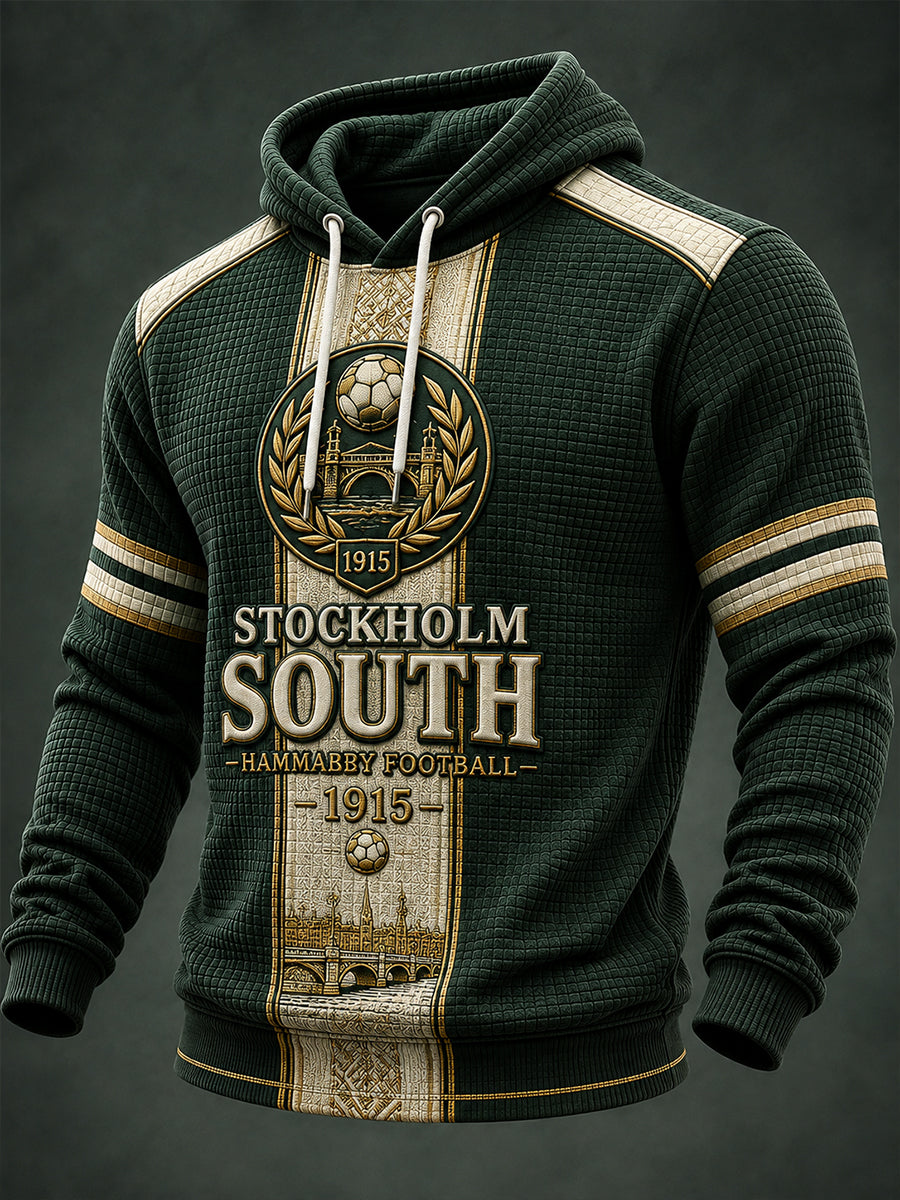 Mäns svensk fotboll Hammarby fans älskare överdimensionerad drop-Shoulder Hoodie med fickar