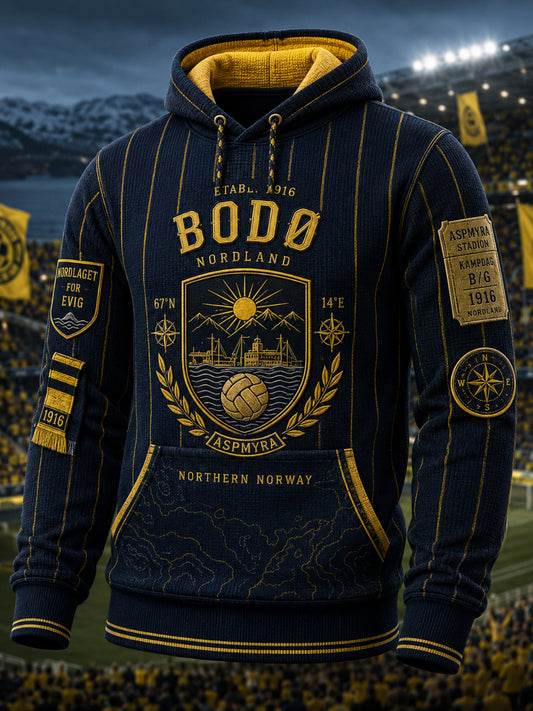 Herrarnas norska fotbollströja för Bodø/Glimt – favoritplagg med överdimensionerad fallande axel och fickor