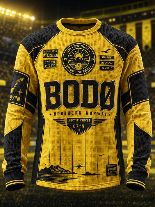 Herrarnas norska fotbollströja för fans av Bodø/Glimt – vafelvävd långärmad t-shirt