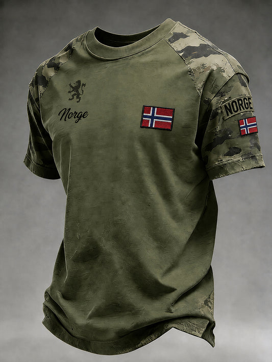 Mäns kortärm T-shirt med Vintage Kamouflage och militära-stila trykten