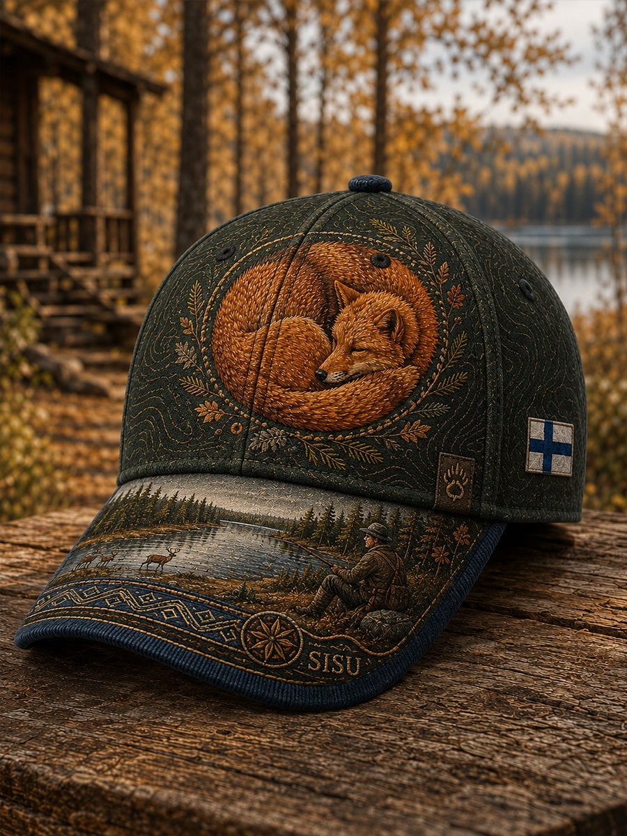 Unisex Vintage Finsk Nordisk Hunds Konsttryck Avslappnad Mössa