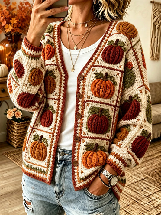 Kvinnors Vintage Fall pumpor Skriv ut mysig cardigan