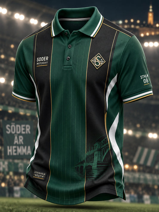 Herrarnas svenska fotbollströja för Hammarby-supportrar med korta ärmarna