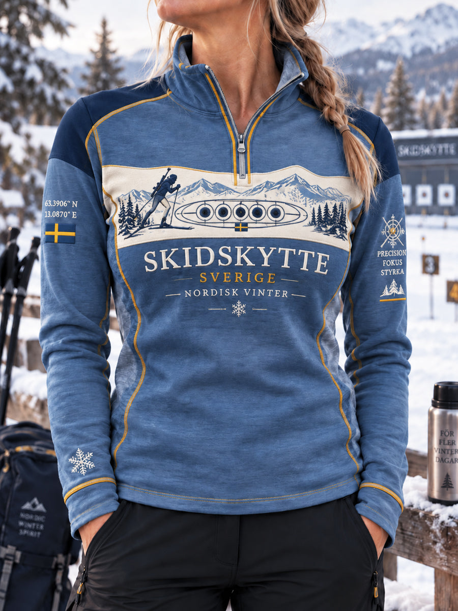 Kvinnor Sverige Skidskytte Heritage Halv-Zip Stikka