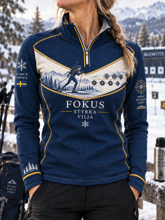 Kvinnors Sveriges mål Snowline Skidskytte Zip Sweatshirt