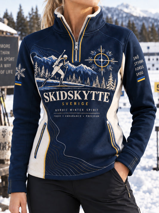 Kvinnor Sverige vinter Race Skidskytte Sport Sweatshirt