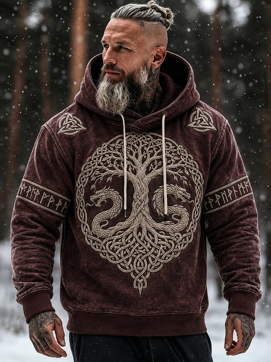 Mans vintage-vikinginspirerad keltiskt mönstrad bekväm hoodie