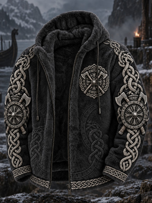 Mans Viking-tryckt flanellkappa