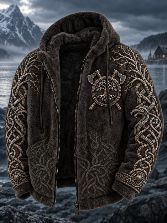 Mans Viking-tryckt flanellkappa