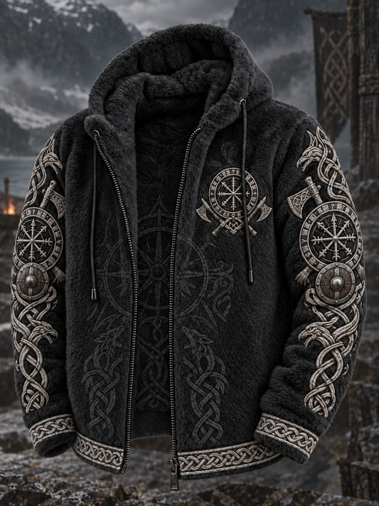 Mans Viking-tryckt flanellkappa