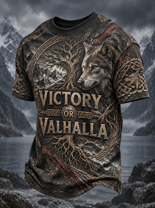Mäns Viking seger eller Valhalla T-shirt