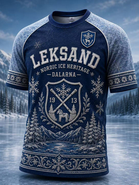 Mäns svenska hockey Leksands IF fans älskare korta ärmar T-shirt
