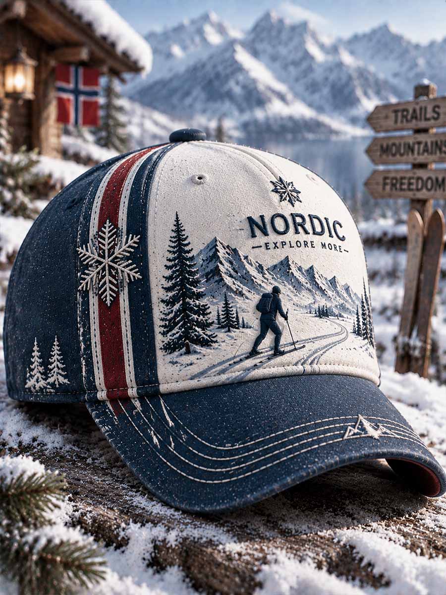 Unisex vintage skidmössa med off-road-mönster