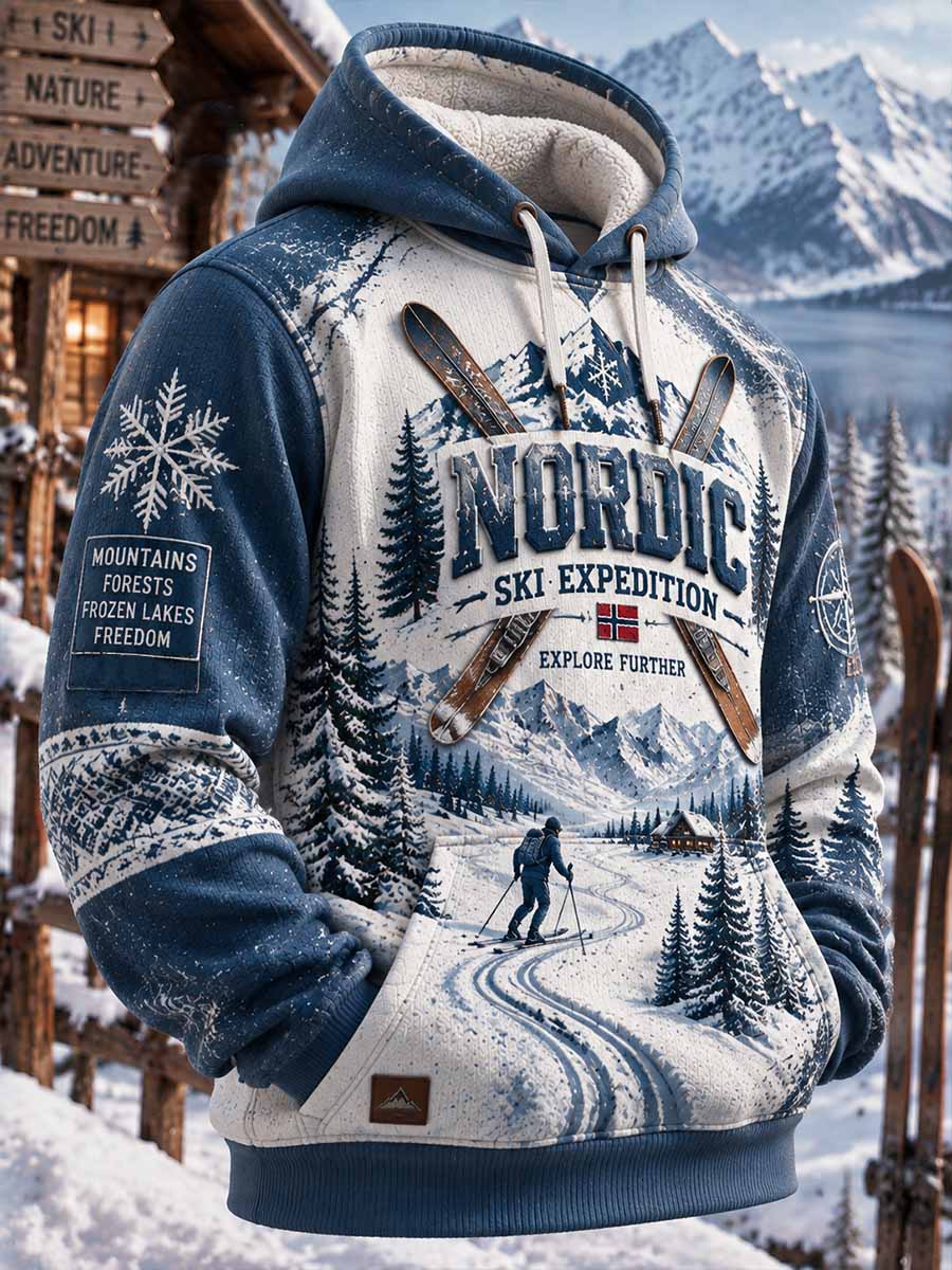 Mansvintagehuvtröja med offroad-skidmönster