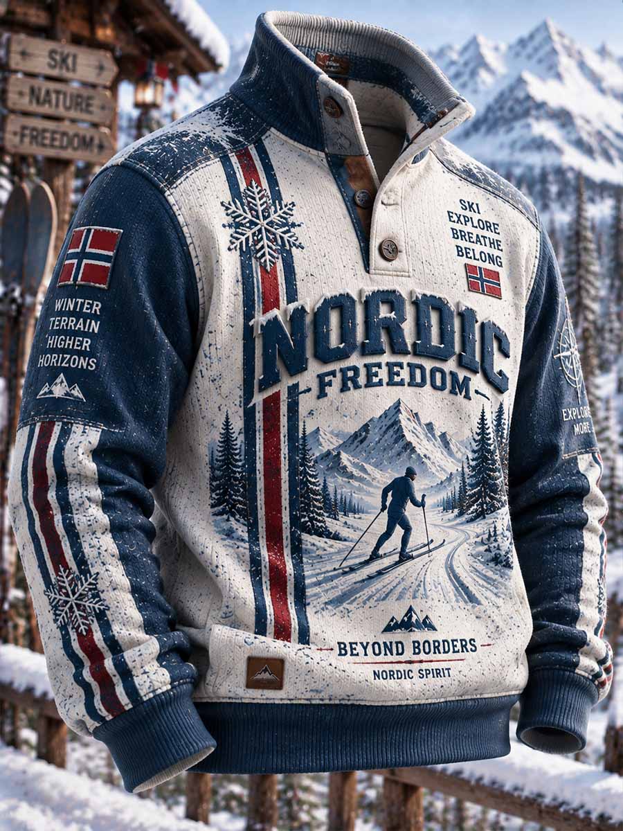 Mans vintage skidtröja med off-road-mönster