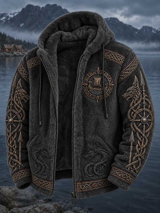 Mans Viking-tryckt flanellkappa