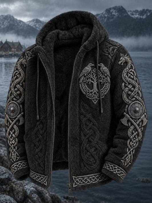 Mans Viking-tryckt flanellkappa