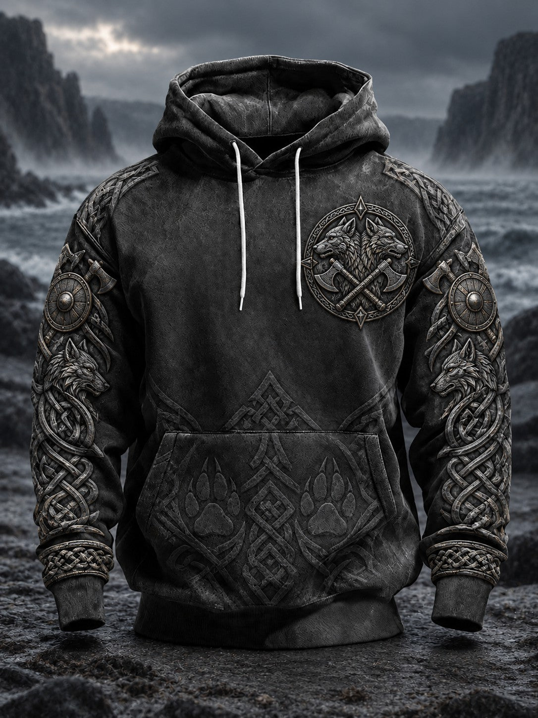 Viking tryckt Hoodie för män