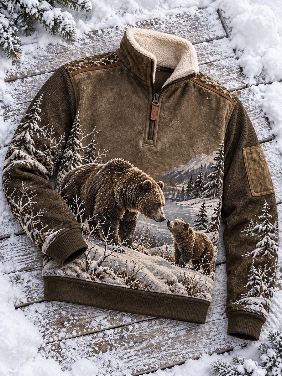 Kvinnlig avslappnad, bekväm topp med vintagebild av nordiskt djur