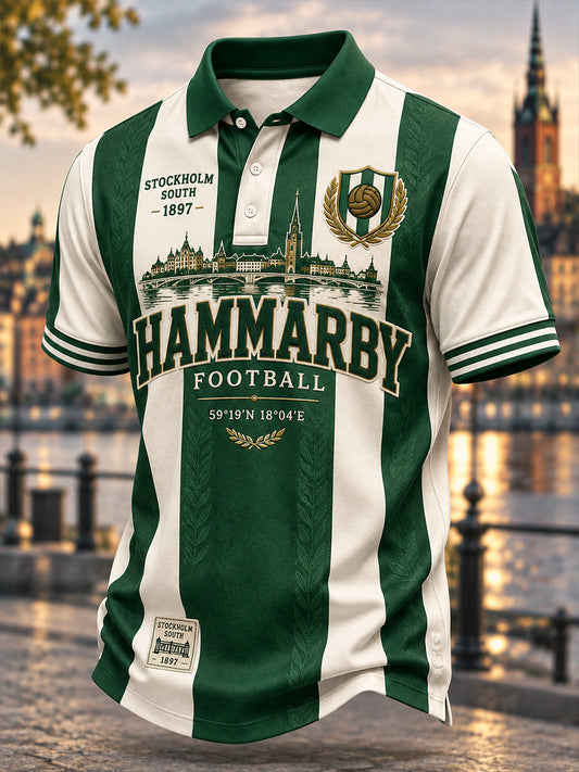 Herrarnas svenska fotbollströja för Hammarby-supportrar med korta ärmarna