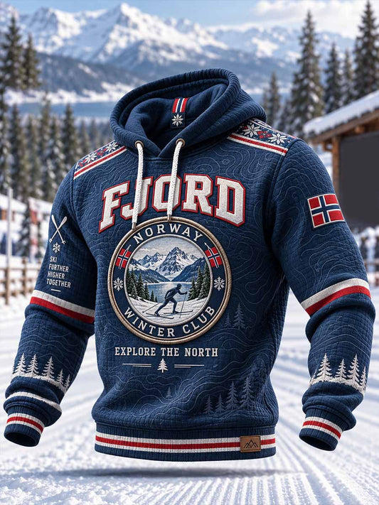 Herrtröja med retroprint av skidmotiv