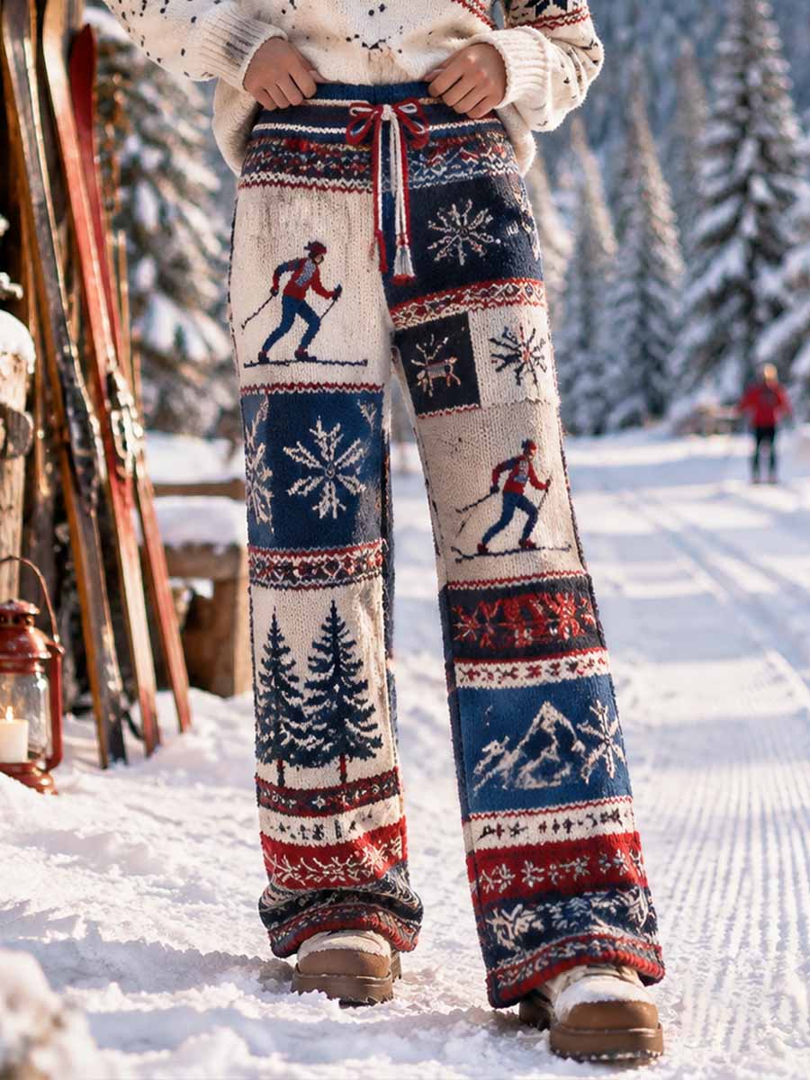 Dambyxor med retromönster av skidor