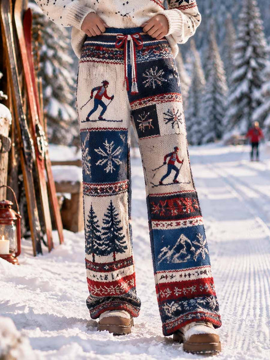 Dambyxor med retromönster av skidor