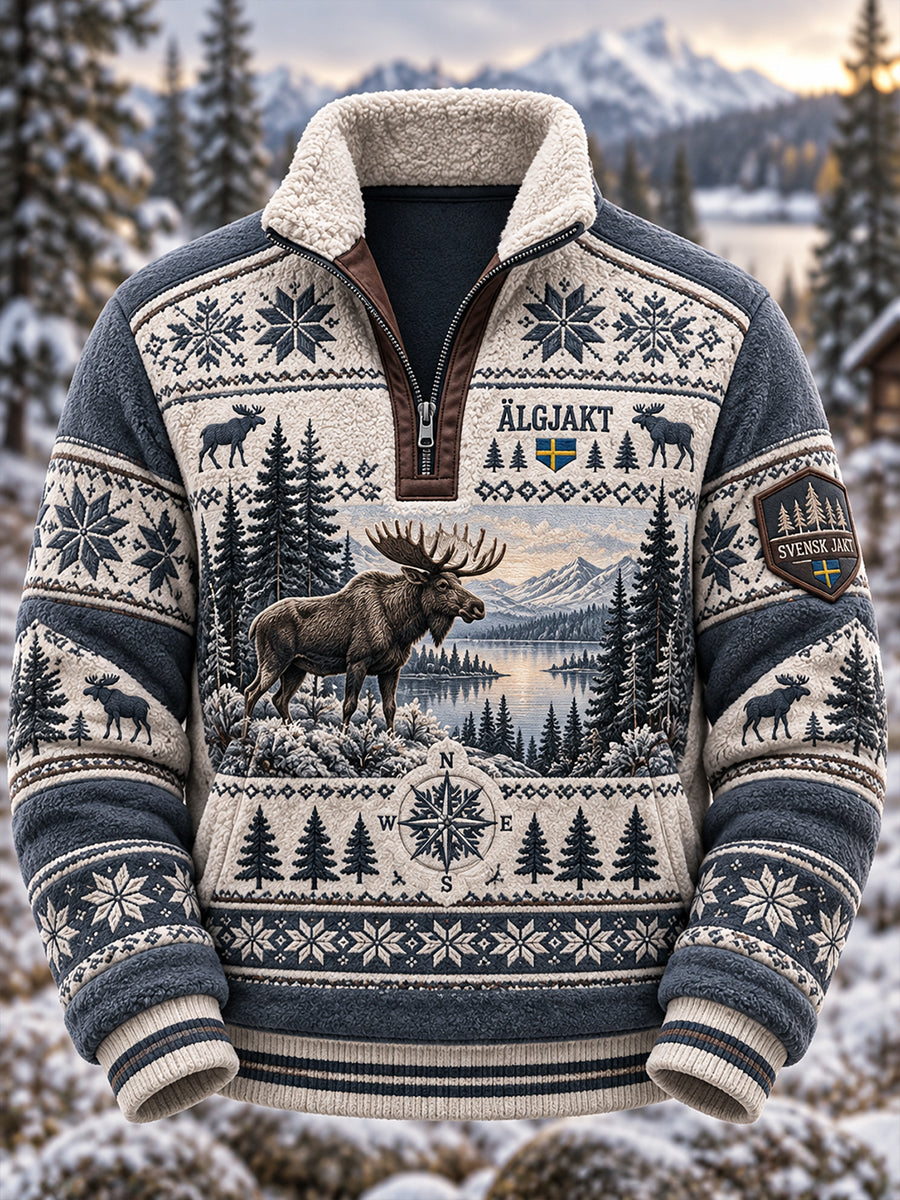 Mäns svenska jaktsäsong Skriv ut Fleece-Lined Sweatshirt