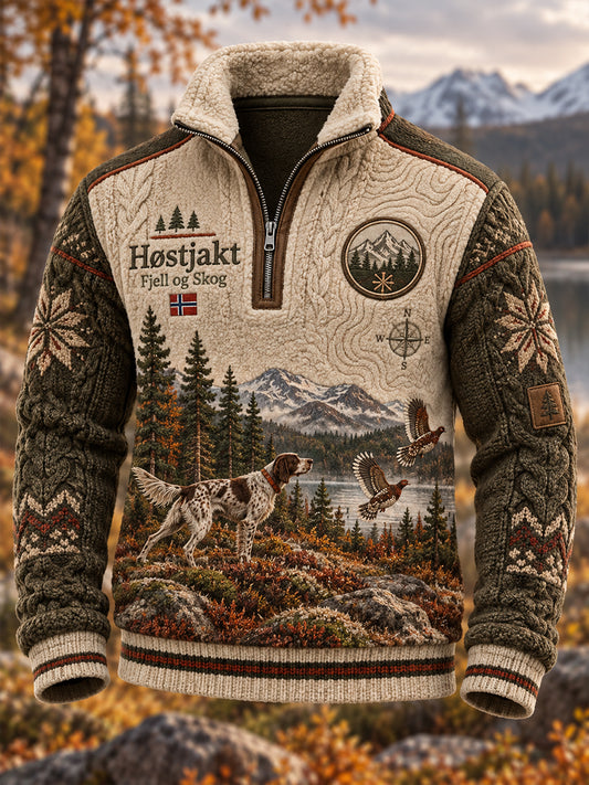 Mäns Norges jaktsäsong Skriv ut Casual Stand-Collar Sweatshirt