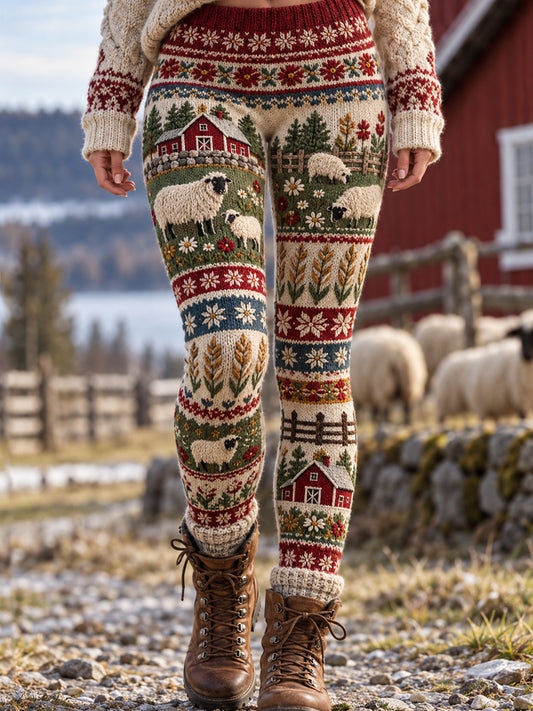Damer Retro Läderbygdsstil Leggings