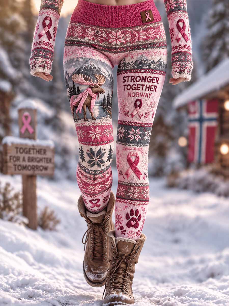 Kvinnorska bröstcancer medvetenhet mönster tryckta Leggings