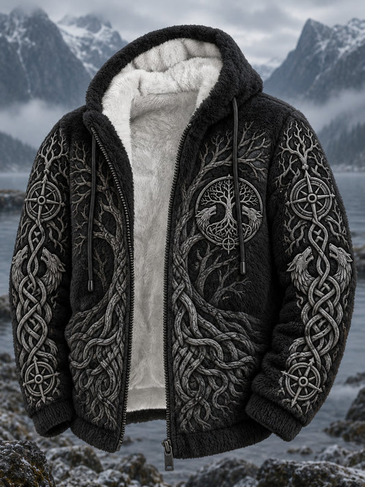 Mans Viking-tryckt flanellkappa