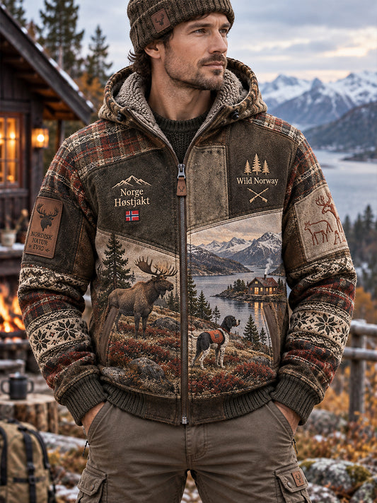 Herrjacka med huva för norskt jaktsäsong