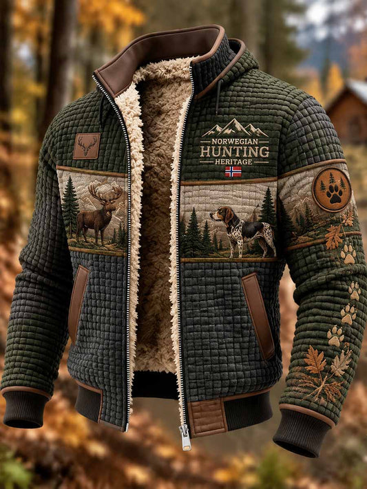 Mansjacka med klassiskt jaktmönster i vintagestil