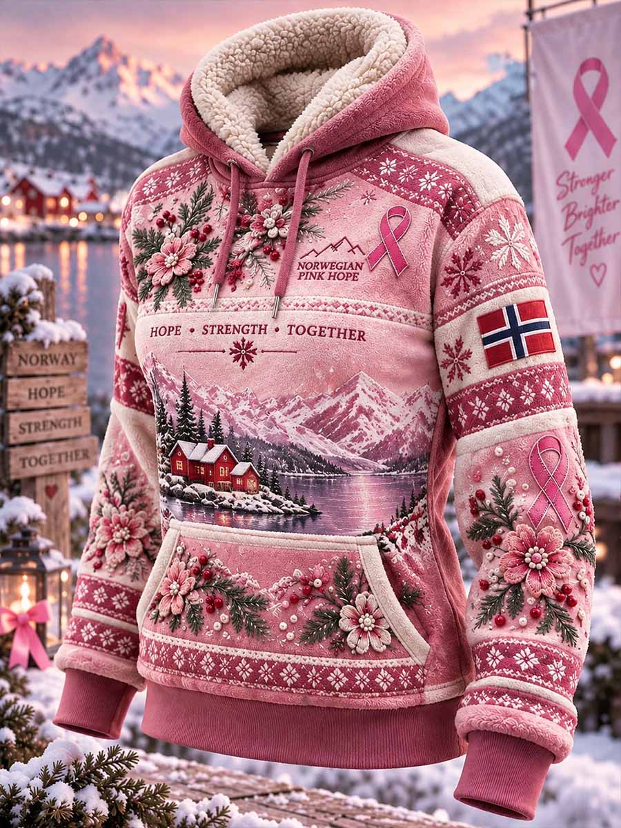 Damtröja med tryck för bröstcancermedvetandet under vintern