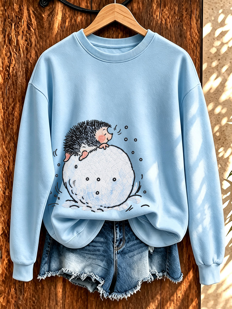 Kvinnors söta igelkott Print Sweatshirt